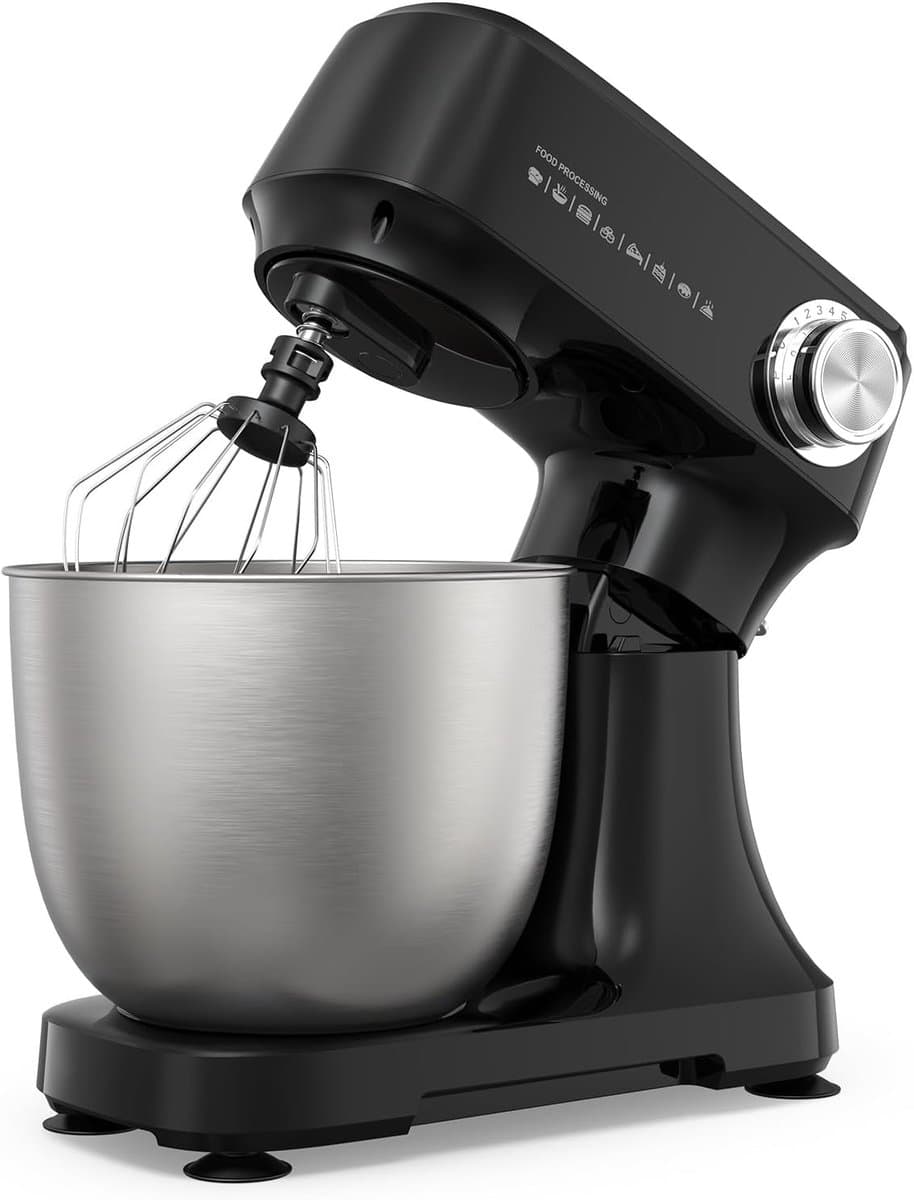 OLOEY Keukenmachine 4,5 L - 300 W - 12 snelheidsstanden - pulsefunctie - roestvrijstalen kom - kneedhaak & garde - vaatwasserbestendig - ideaal voor brooddeeg - cakes & crèmes (2-5 personen) — afbeelding 1