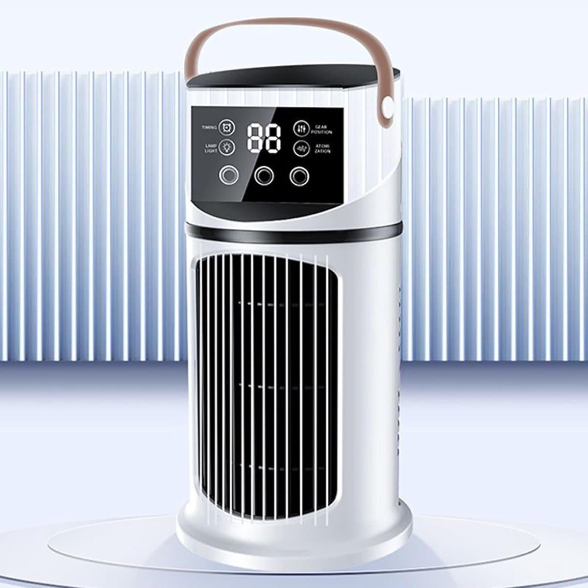 Ventilator - Ventilator staand - Stille ventilator slaapkamer - USB-luchtkoeler - Krachtige sproeiventilator - Bureauventilator - Met timerfunctie - 27*15,5*15,5 cm - Wit - ABS — afbeelding 1