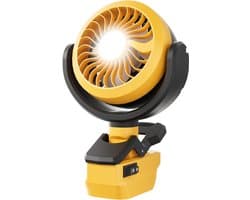 Accu Ventilator met LED Verlichting – Geschikt voor 18V Accu – Draadloos – USB-C – 3 Snelheden – Timer – Afstandsbediening