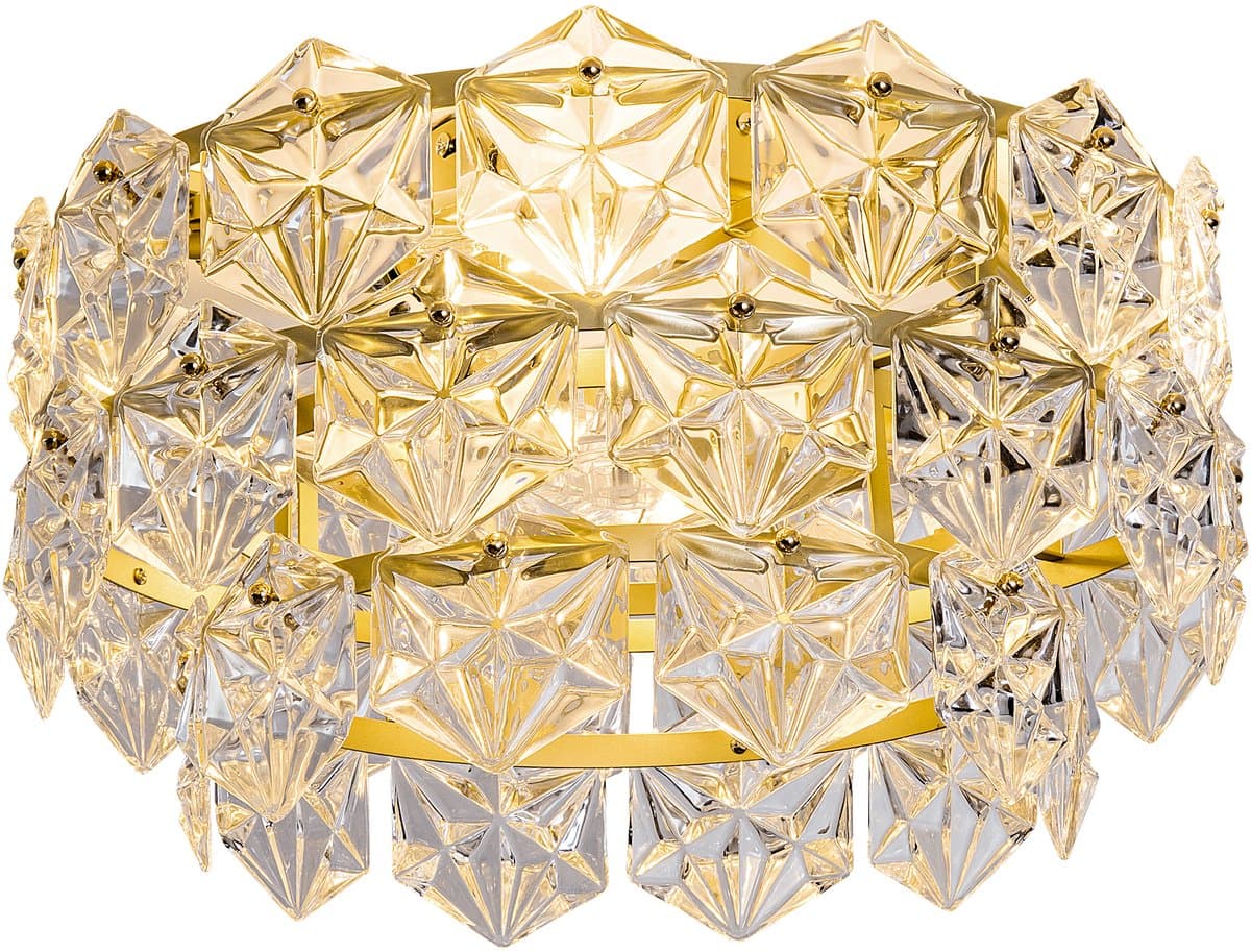 COVREO Plafondventilator met verlichting 50 cm goud glas, 6 snelheden — afbeelding 1