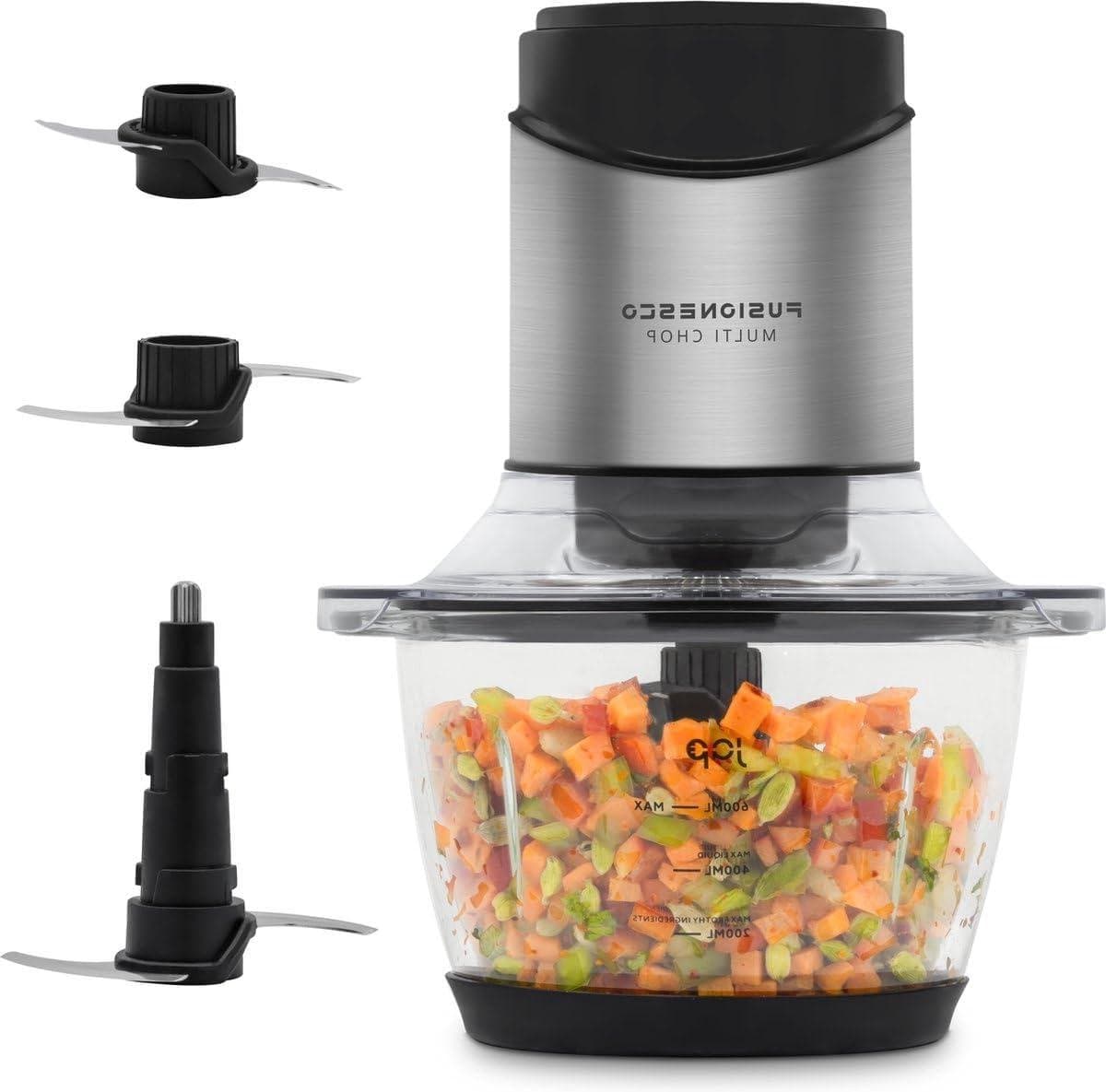Keuken Chopper - Mini Hakmachine - Maaltijden Voorbereiden - 6 Titanium Bladen - 1.2 liter - RVS — afbeelding 1