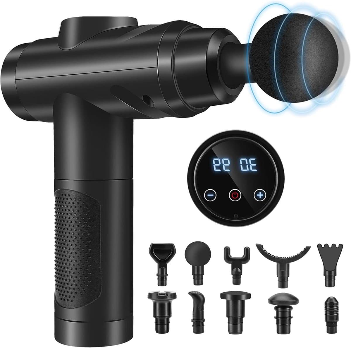 Massagepistool - Spier Stimulator - Spierherstel Bevorderen - 30 Snelheden LCD Scherm - 16mm Amplitude - Zwart — afbeelding 1