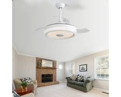 Merdoo plafondventilator met LED verlichting - Ø 107 cm - wit - afstandsbediening - DC motor - 6 snelheden