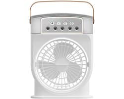 Ventilator - Draagbare Koelventilator met Ijskoelsysteem - Vernevelingsventilator voor Thuis Kantoor en Buiten - 3 Windsnelheden en Verstelbare Hoogte - Stille Werking en Energiezuinig - Oplaadbaar via USB - Witte Kleur