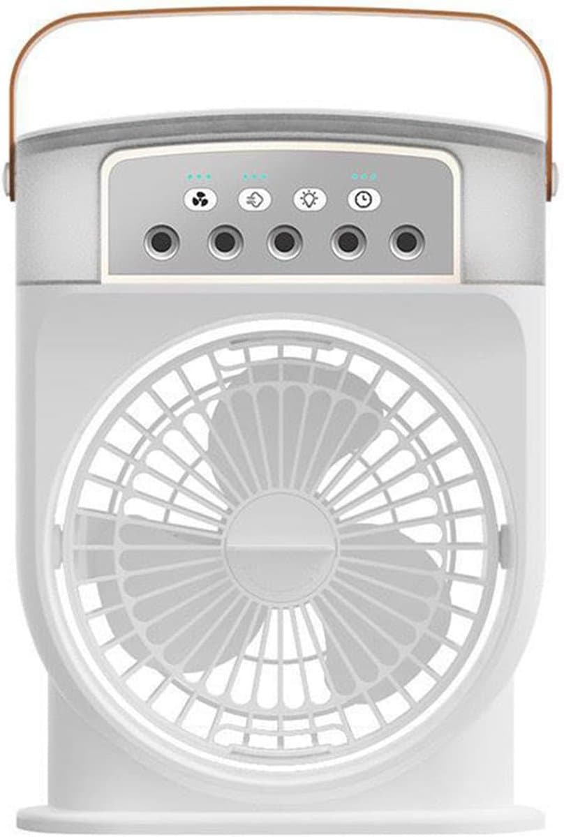 Ventilator - Draagbare Koelventilator met Ijskoelsysteem - Vernevelingsventilator voor Thuis Kantoor en Buiten - 3 Windsnelheden en Verstelbare Hoogte - Stille Werking en Energiezuinig - Oplaadbaar via USB - Witte Kleur — afbeelding 1