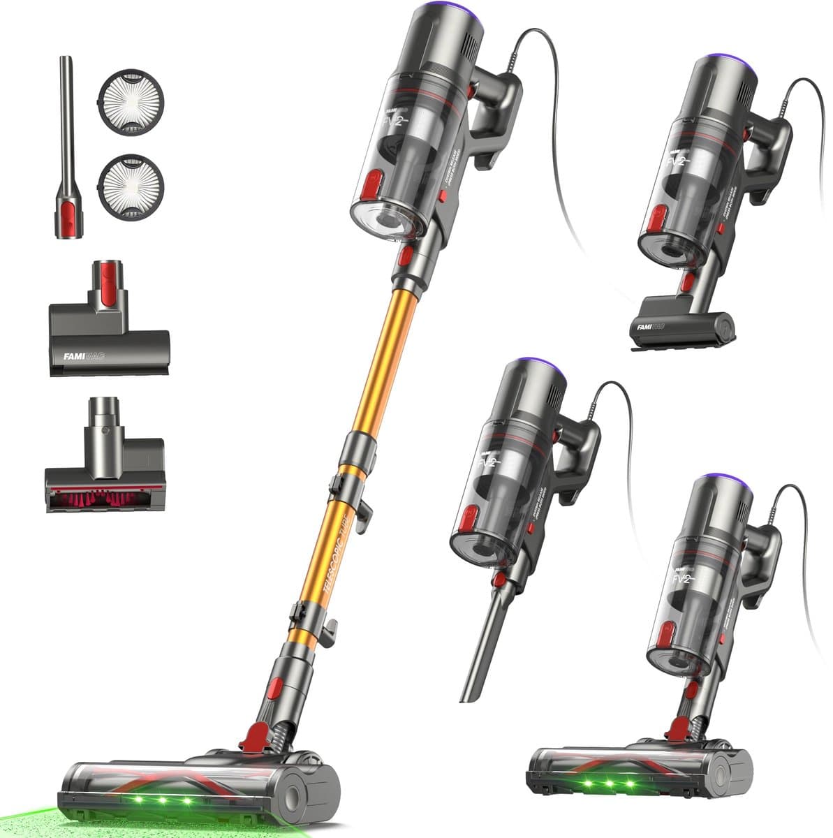 Steelstofzuiger met Snoer – 65 kPa Zuigkracht – 600W – 7m Snoer – HEPA Filter – 1,5L – 1,3 kg — afbeelding 1