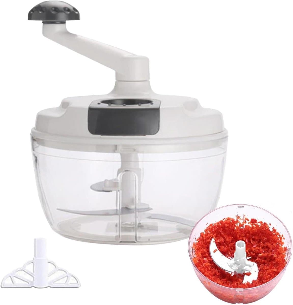 Handmatige Voedselhakmolen - Keukenmachine Zwengel - Eten Bereiden - Klaphandvat Ontwerp - 18.5 cm - Wit — afbeelding 1