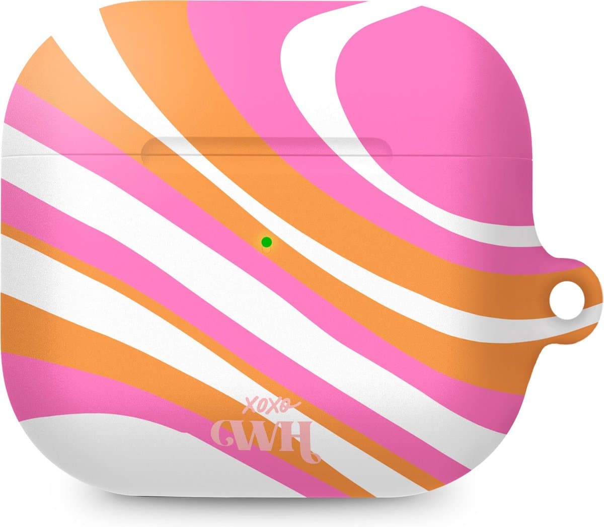 xoxo Wildhearts hoesje geschikt voor AirPods 4 - Chasing Sunsets - Ook als telefoonhoesje verkrijgbaar - schokbestendige case - koptelefoonhoesje - Matte afwerking - Beschermhoes met golvende print - golven - Beige - Oranje - Roze — afbeelding 1