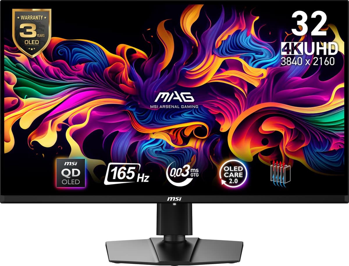 MSI MAG 321UP QD-OLED - 4K UHD Gaming Monitor - 165hz - 32 inch - USB-C PD 15W — afbeelding 1