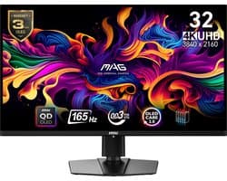 MSI MAG 321UP QD-OLED - 4K UHD Gaming Monitor - 165hz - 32 inch - USB-C PD 15W