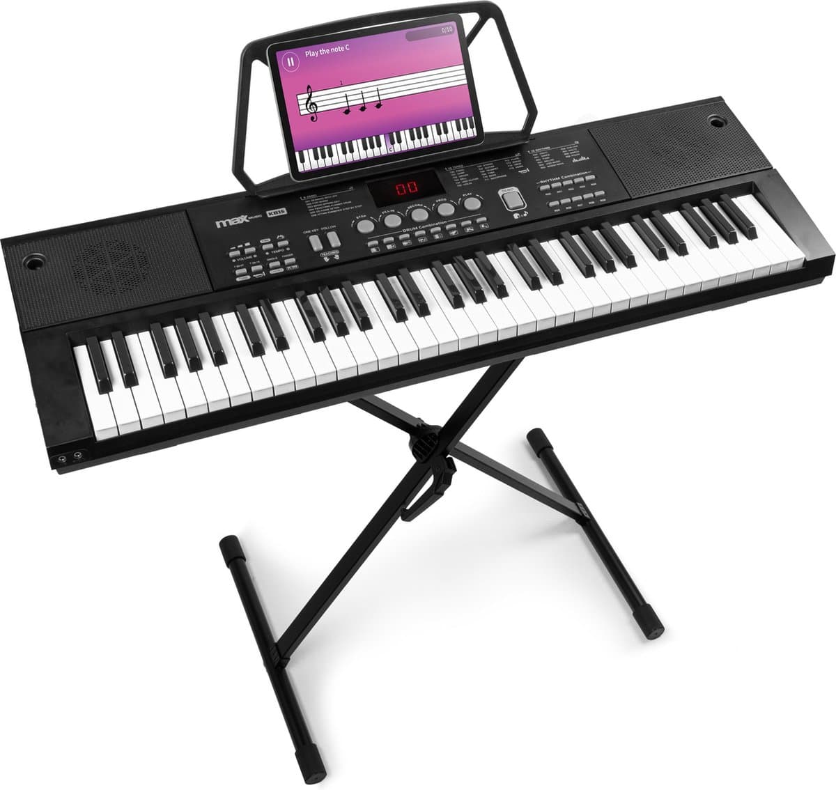 MAX KB15 Keyboard set voor beginners met keyboardstandaard - Ideaal voor beginners - Oplaadbare accu — afbeelding 1