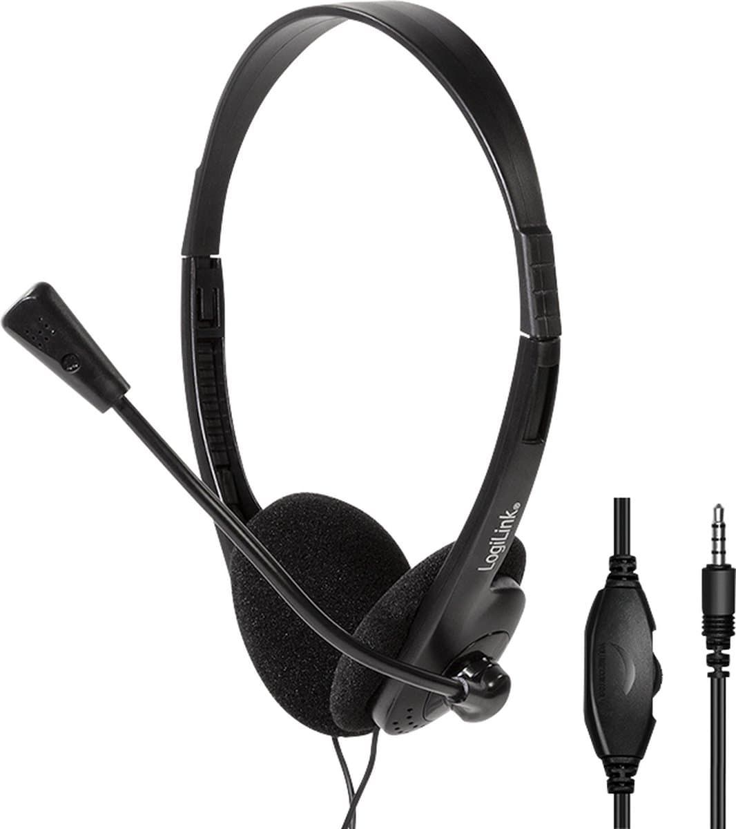 LogiLink HS0055 - Stereo Headset, 1x 3,5 mm stereo stekker, microfoon — afbeelding 1