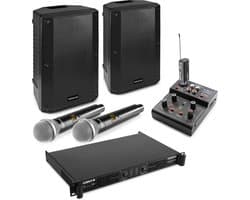 Vonyx karaoke set voor volwassenen - Complete karaokeset - Met 2x krachtige speakers en draadloze microfoons - Bluetooth