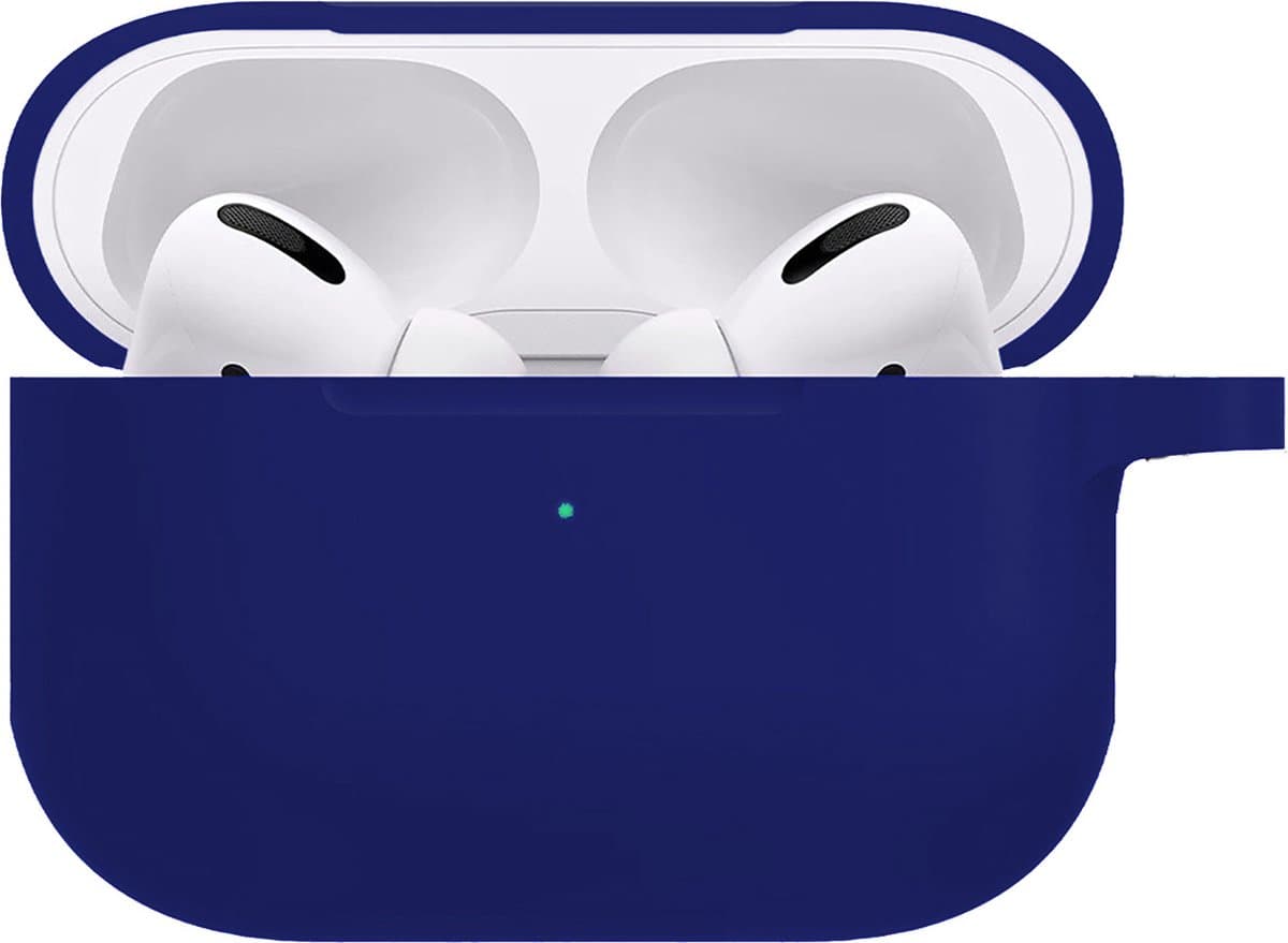 Hoesje - Geschikt voor Apple AirPods Pro 2 - met Clip - Siliconen Hoes - Silicone Case Cover - Donkerblauw — afbeelding 1