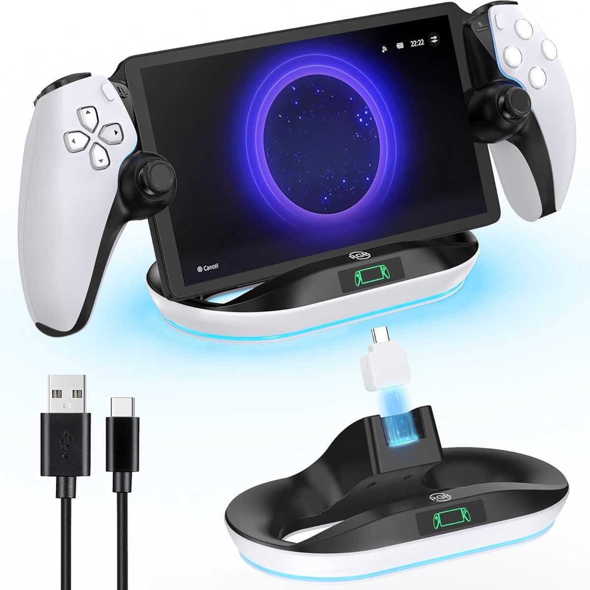YONO Oplaadstation met RGB Led geschikt voor Playstation Portal - Charging Dock PS5 Portable - Oplader - Standaard — afbeelding 1