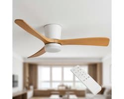 LED Plafondventilator | Hout Wit | 18W | 1440 lumen | CCT - Kleurwissel | Niet dimbaar