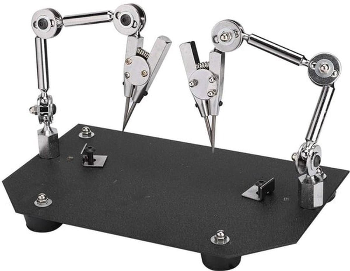 Soldeerhulp, derde hand soldeergereedschap metaal hulp laswerk clip soldeerhulp soldeerstation met 2 flexibele armen en klemmen voor het repareren van sieraden, kunststof — afbeelding 1