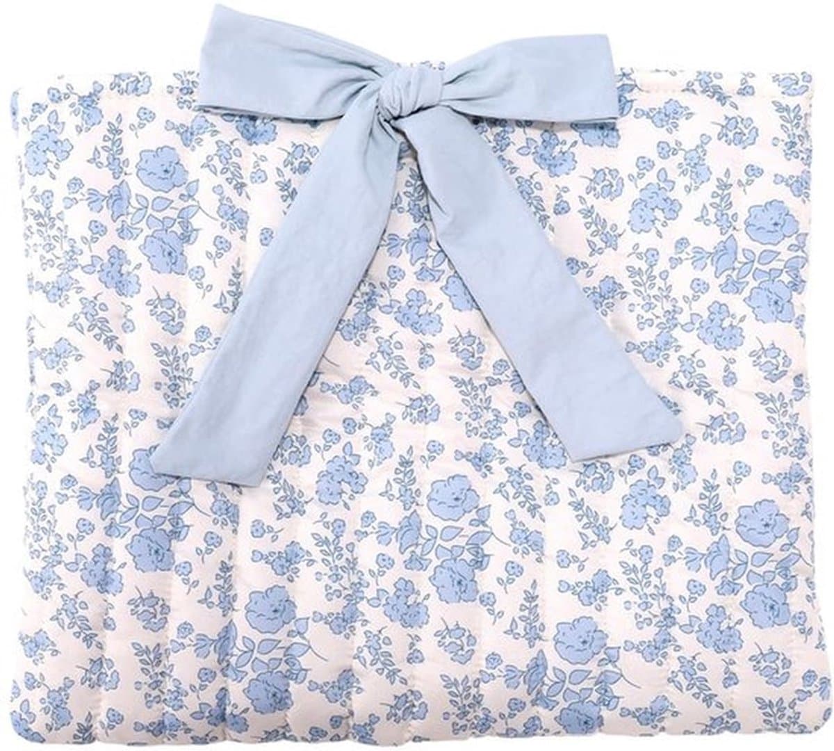 Gevoerde Bijbelhoes met strik, 32x27cm Polyester Blauw Bloemenpatroon Bijbelboekhoes Draagtas Beschermhoes voor Vrouwen en Meisjes Christelijke Cadeaus — afbeelding 1