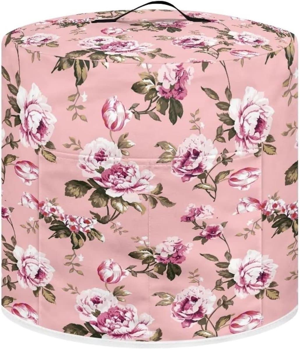 Apparaat Cover - Keuken machinehoes - Apparaten Beschermen - Met Voorvak - Universeel Formaat - Bloemenprint Roze — afbeelding 1