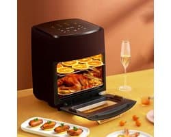 Heteluchtfriteuse Oven - Convectieoven Rotisserie - Gezond Koken - 15 Liter Capaciteit - 1300 Watt - Zwart