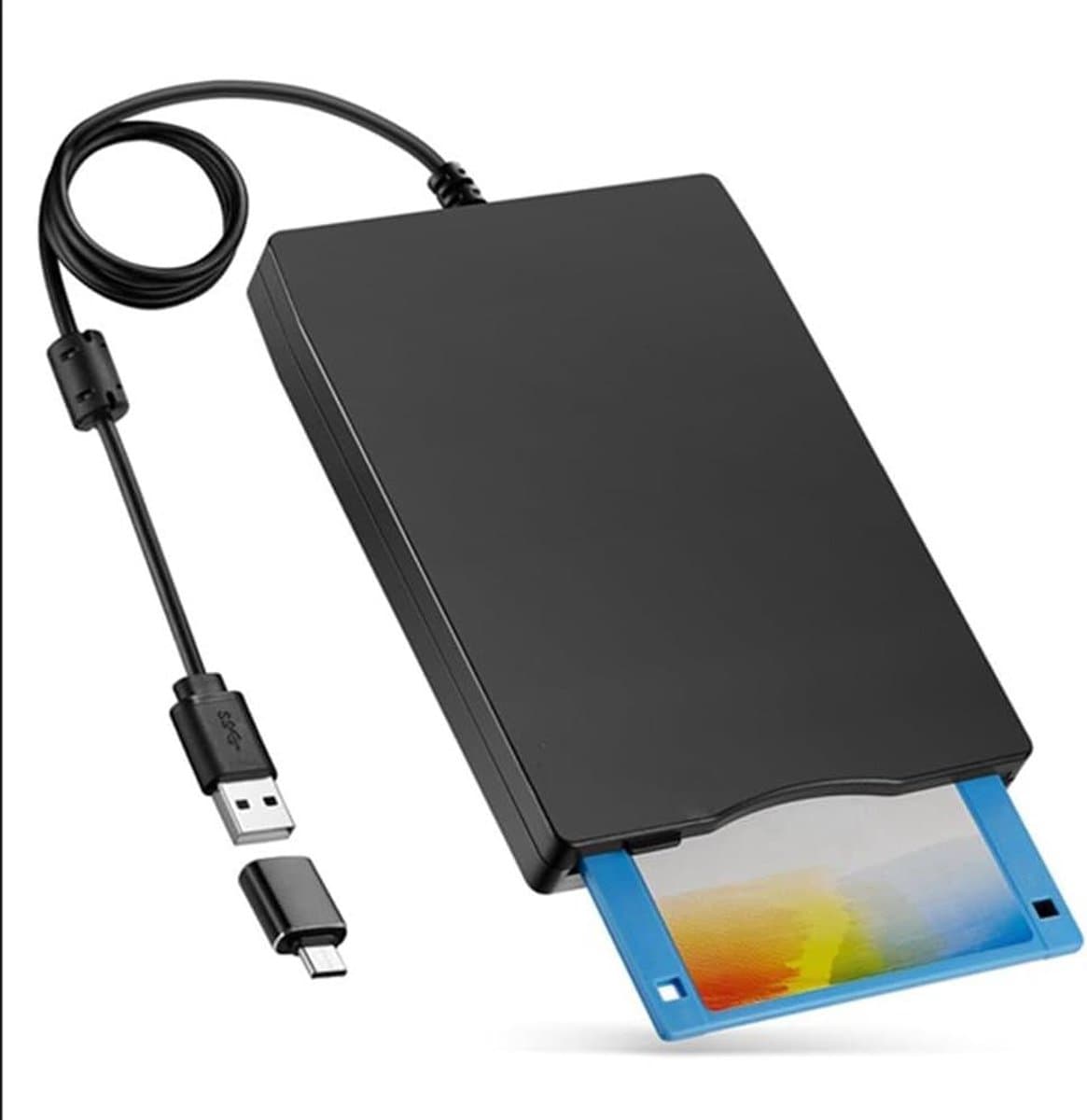 Externe Floppy Disk Drive - Floppy Lezer - Oude Data Lezen - USB A en C Connectoren - 3.5 Inch — afbeelding 1