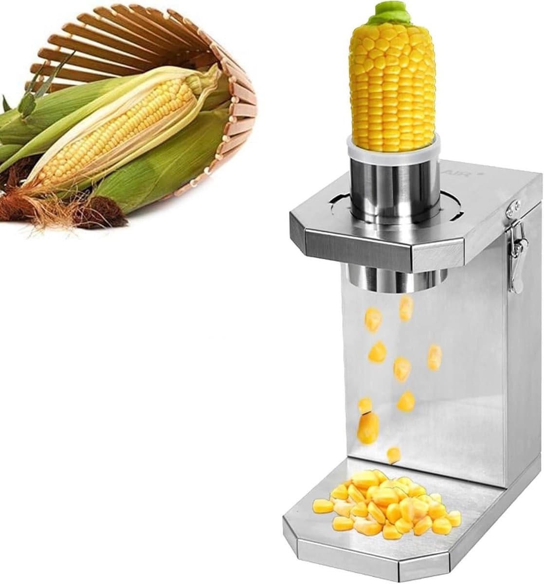 Automatische Maïsschiller - Elektrische Maïs Dorsch - Snel Maïs Bereiden - Krachtige 40W Motor - 33 x 18.8 cm - Zilver — afbeelding 1