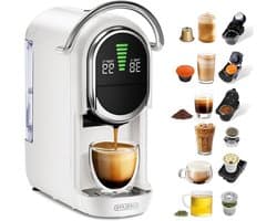 CAFELFFE MK-609S 6-in-1 capsulekoffiezetapparaat, 7 waterinstellingen en warm-/koudzetfunctie, 19 bar espressomachine, compatibel met NES Original/DG/ESE/K-cupcapsules/thee/gemalen koffie, 1450 W