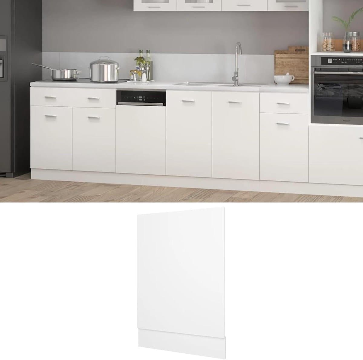 Vaatwasserpaneel - Keukenfront - Keuken Integratie - Duurzaam Hout - 45 x 67 cm - Wit — afbeelding 1