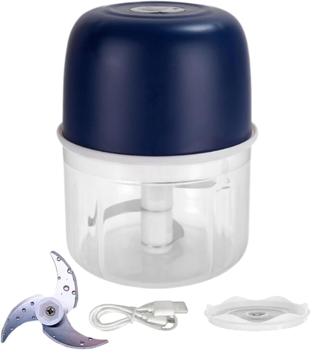 Elektrische Keukenmachine - Mini Chopper - Snel Ingrediënten Snijden - Automatische Multifunctionele - 9.6 x 9.5 x 9.6 cm - Donkerblauw — afbeelding 1