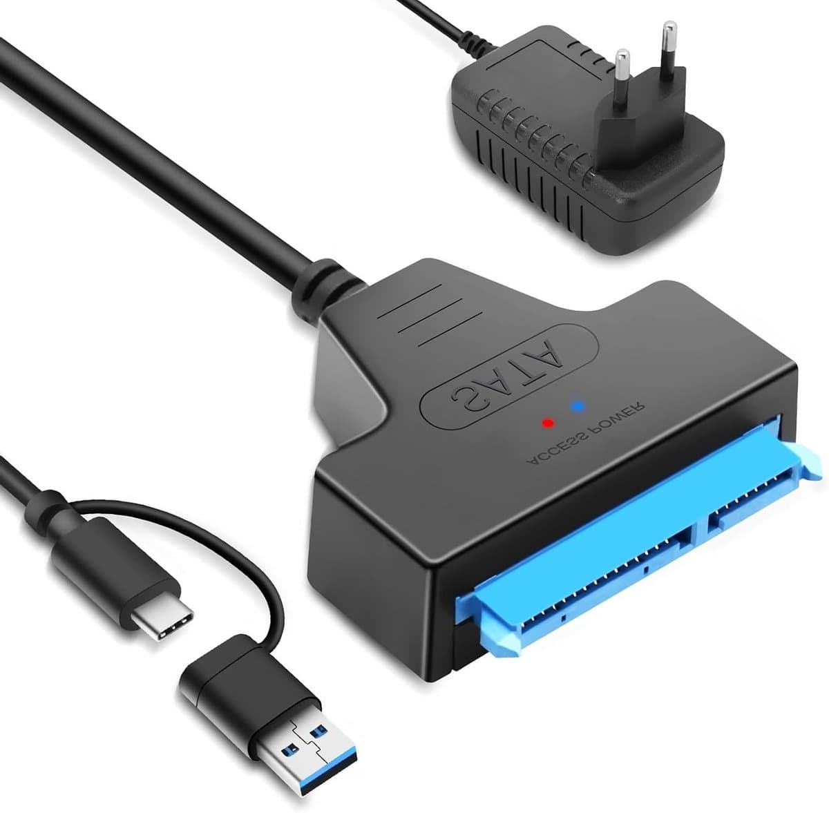 USB adapter voor externe en interne harde schijven, 2.5 & 3.5 SSD/HDD met 12V 2A voeding, compatibel met Windows, Mac en Linux, ideaal voor dataoverdracht en opslaguitbreiding — afbeelding 1