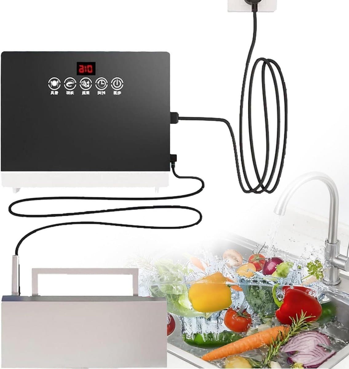 Afwasmachine Gootsteen - Compacte Vaatwasser - Keuken Schoonmaken - Geen Installatie Nodig - 36 x 30 x 30 cm - Zilver/Wit — afbeelding 1