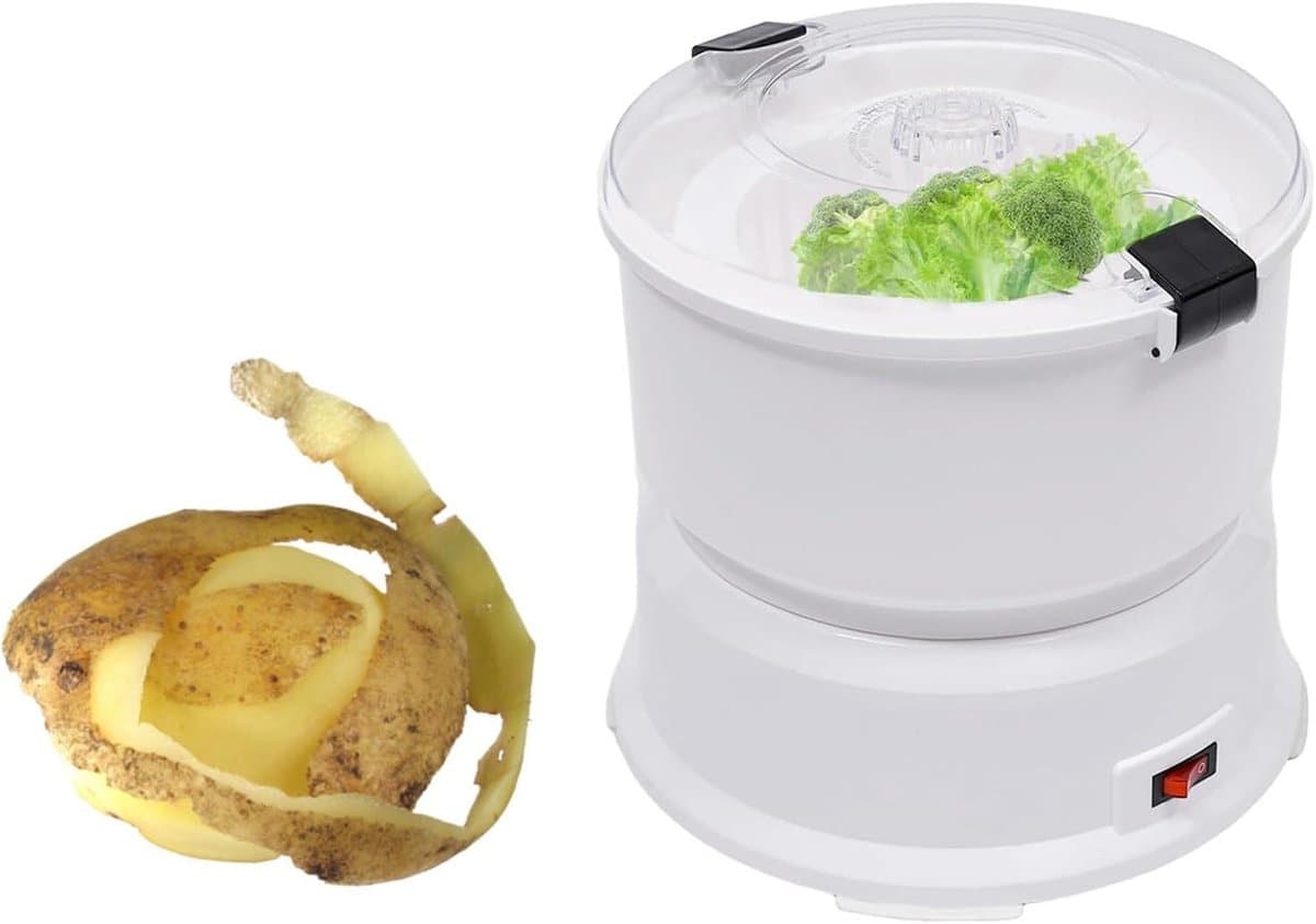Elektrische Aardappelschilmachine - Automatische Schilder - Snel Groenten Schillen - Krachtige 85W Motor - 27x25.5cm - Wit — afbeelding 1
