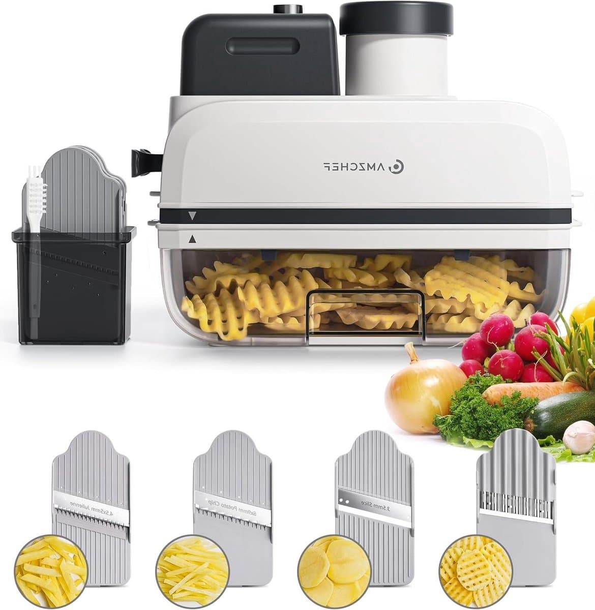Automatische groentesnijder - Keukenmachine wafel - Creatieve maaltijden maken - Direct snijsysteem - 38 Kilogram - Zilver — afbeelding 1