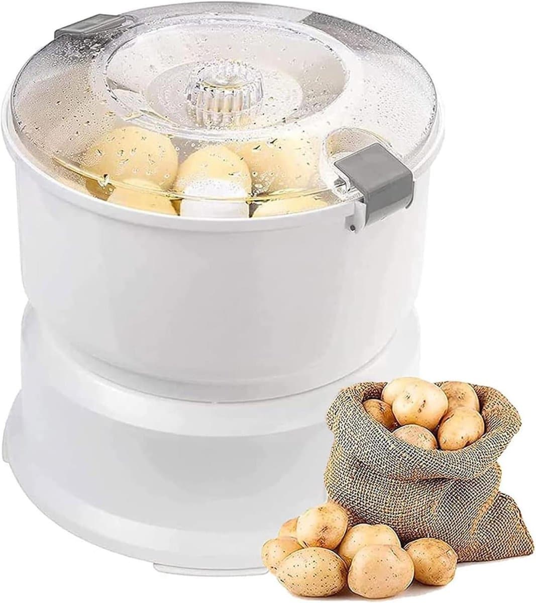 Elektrische Aardappelschiller - Automatische Schilmachine - Snel Groenten Schillen - Krachtige Koperen Motor - 2.2 kg Capaciteit - Wit — afbeelding 1