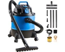 YOR® Bouwstofzuiger Zonder Zak - Alleszuiger Met Accessoires - Waterzuiger Met 20 Liter Reservoir - Stofzuiger - Met Waterfilter En Blaasfunctie – 1250W - Voor Binnen en Buitenreiniging - Blauw - 34cm x 34cm x 45 cm; 5 kg