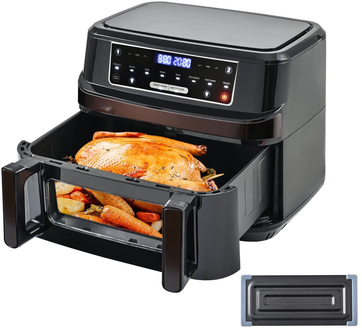 MakkelijkMooi 12 ltr Heteluchtoven met Kijkvenster - Airfryer - Eén of Dubbele Kamers Verstelbaar - Touchscreen - 8 Programma's — afbeelding 1