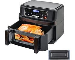 MakkelijkMooi 12 ltr Heteluchtoven met Kijkvenster - Airfryer - Eén of Dubbele Kamers Verstelbaar - Touchscreen - 8 Programma's