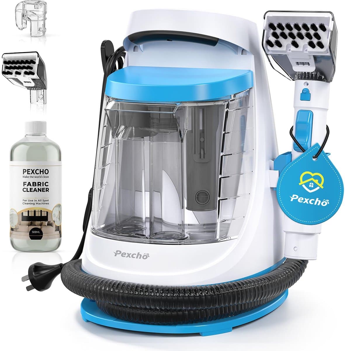 Tapijtreiniger - Bekledingreiniger - 18 kPa Zuigkracht - 550 W Waszuiger - 1,2 L Dubbele Tank - Voor Bank Auto Tapijt Matras - Blauw Wit — afbeelding 1