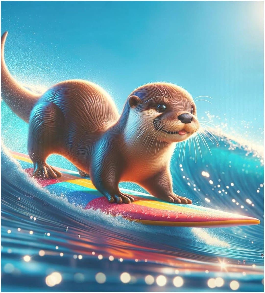 Vaatwasser Magneet - Keuken Decor - Keuken Opvrolijken - Krasbestendige Laag - 58 x 66 cm - Otter Surfen — afbeelding 1