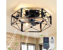 Equivera Plafonniere met Ventilator - Plafondventilator - Plafondventilator Afstandsbediening - Plafondventilator Slaapkamer - Plafond Ventilator met Verlichting - Plafondlamp - Plafonniere - Ideaal voor in uw slaapkamer!
