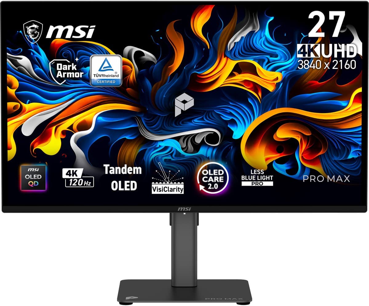 MSI PRO MAX 271UPX12G - 4K OLED Monitor - 120hz - USB-C 15W PD - 27 inch — afbeelding 1
