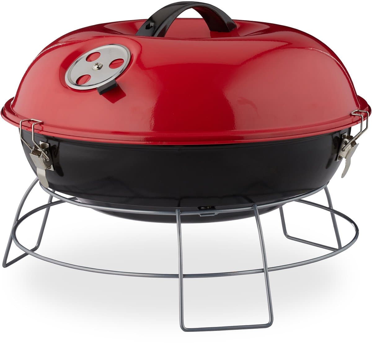 Kogelbarbecue - houtskoolbarbecue - kogelgrill - deksel - rond - draagbaar rood — afbeelding 1