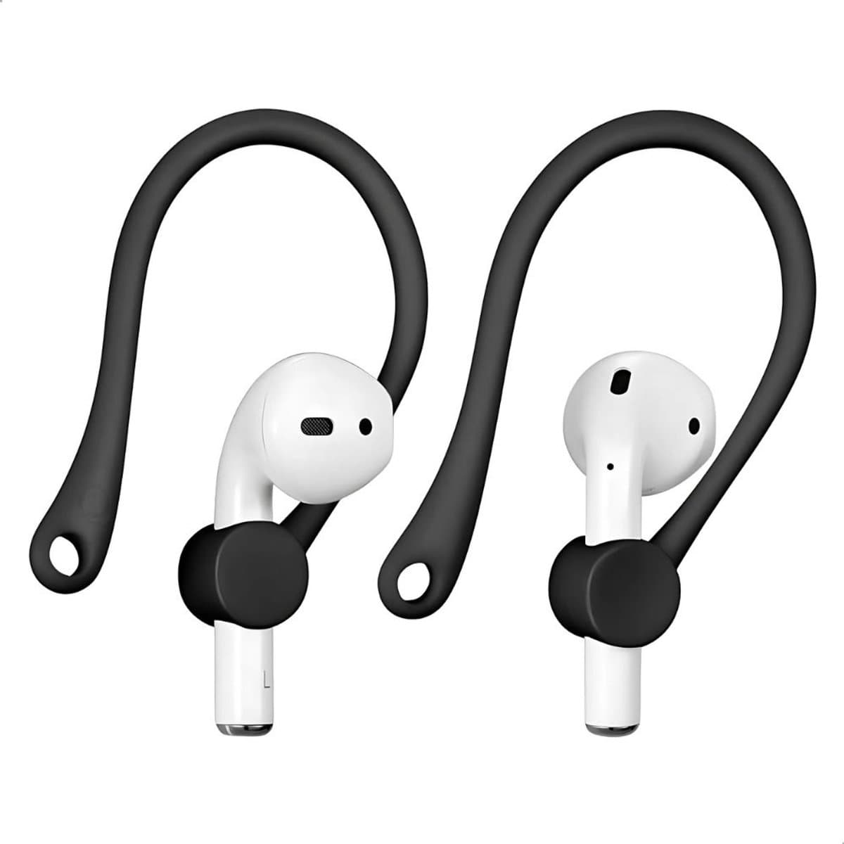 Ainy - Oorhaken zwart geschikt voor Apple Airpods 1 / 2 / 3 / 4 / Pro 1 & Pro 2 of andere oortjes draadloos / bluetooth oordopjes | Haakjes met veilige Pasvorm I Siliconen Eartips I Ergonomisch en Anti-Lost Ontwerp — afbeelding 1