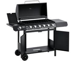 Gasbarbecue - Gasbarbecue en grill - 7 Branders - Met thermometer en mobiele grill - Zwart