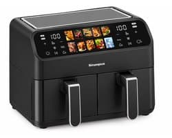 D&J Heteluchtoven - Airfryer - Heteluchtcirculatiesysteem - Dubbele Korf - 9L - Zwart - Led Touchbediening - 80 tot 200 Graden