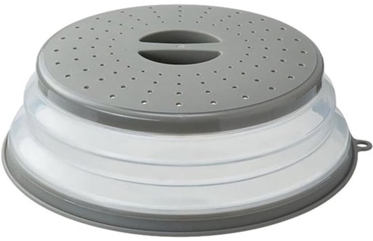 Magnetrondeksel - Voedselkap - Houdt de magnetron schoon - Inklapbaar ontwerp - 26 cm - Grijs — afbeelding 1