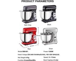 Keukenmachine - Foodmixer Met 1200W Krachtige Motor - Keukenmachine Bosch Met 6L RVS Kom
