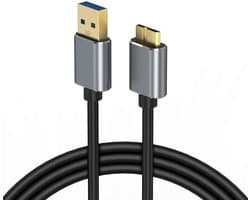 1 meter lange datakabel voor externe harde schijven - USB-kabel voor draagbare harde schijven, compatibel met WD, LaCie, SanDisk, My Passport, Seagate Fast en Transcend StoreJet.