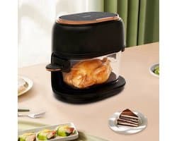 Heteluchtfriteuse Digitale 4L - 1350 W Vermogen - Touchscreen Bediening - Borosilicaatglas Mand - Voor Gezond Koken