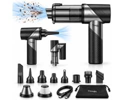 Thingy® Premium 4-in-1 Auto Stofzuiger - Zuigen, Blazen, Opblazen & Vacuüm Trekken - Handstofzuiger - 22 kPa Zuigkracht - Kruimeldief - 8 Opzetstukken - Oplaadbaar - Kruimeldief Snoerloos - Air Duster - Kruimeldief voor Auto & Huis